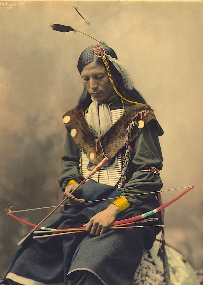 #1 Bone Necklace. Oglala Lakota Chief. 1899. Photo By Heyn Photo