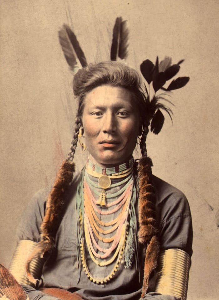 #34 Old Coyote (aka Yellow Dog). Crow. Original Photo Circa 1879 (color Tinted Circa 1910)