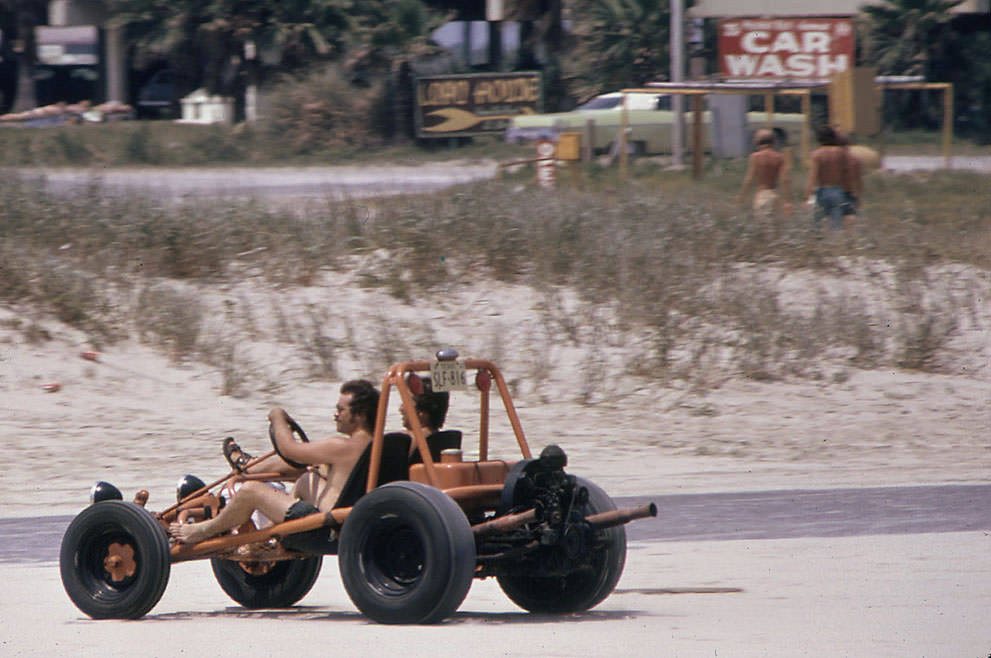 #2 Dune buggy on Stewart Beach on the eastern tip of Galveston Island, July 1972. (Blair Pittman/NARA)