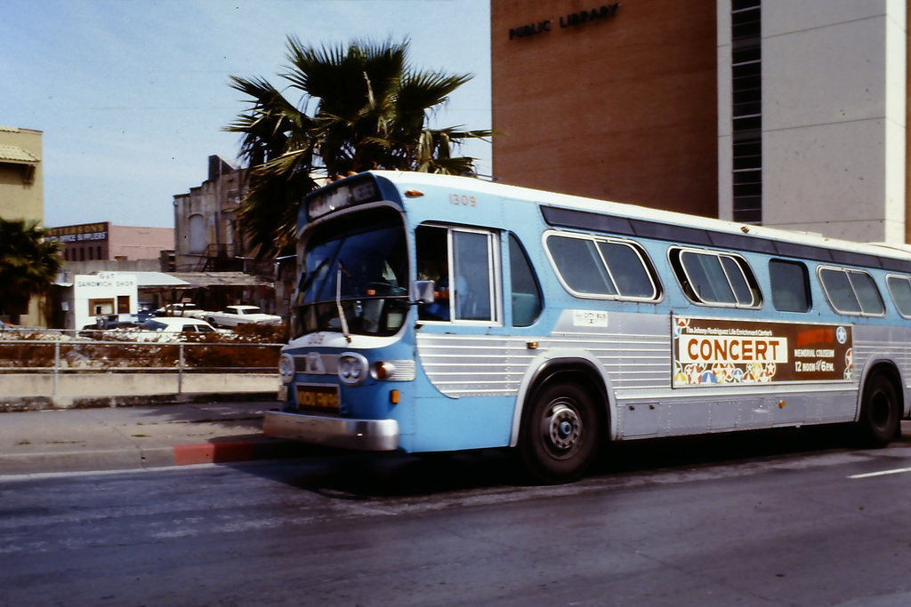 #8 Corpus Christi City Bus on Schatzell St. next to the old library, 1978