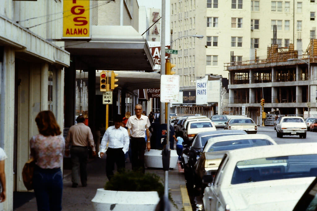 #46 Pedestrians on the street at 400 block N. Chaparral, 1977