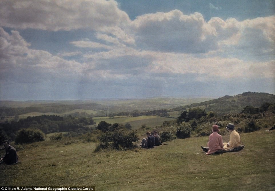 #8 Locals enjoy the view of the Surrey Hills, in 1928