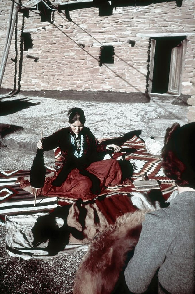 #7 A Native American woman trades pelts.