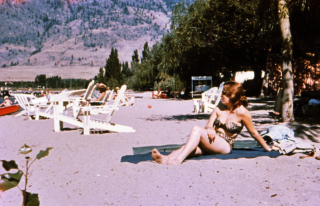 #55 Woman in bikini at Lake Okanagan, BC, 1964