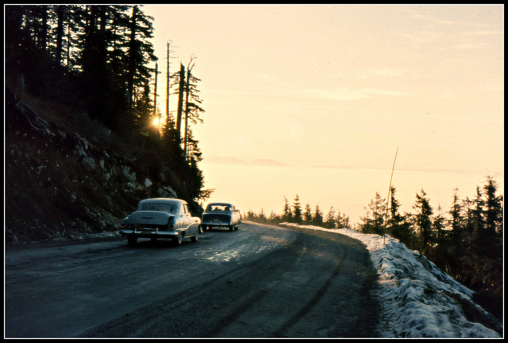 #20 Driving into clouds on Mt Seymour, Vancouver, 1960