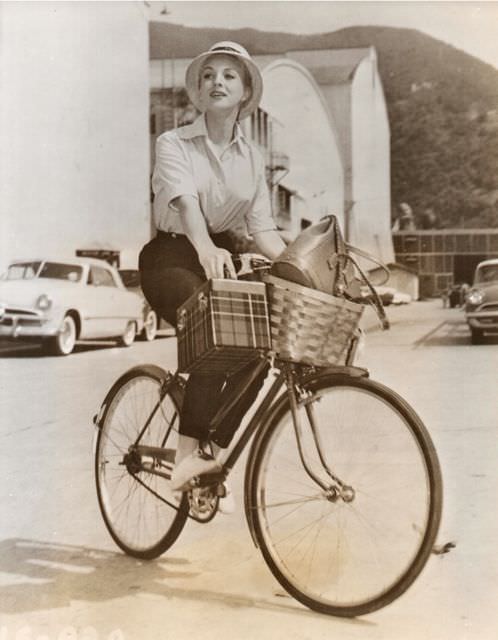 #39 Venetia Stevenson riding a bike