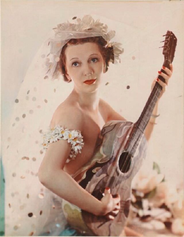 #7 Greek gods and goddesses theme party, March 5th, 1935. Gertrude Lawrence as the Muse of Comedy