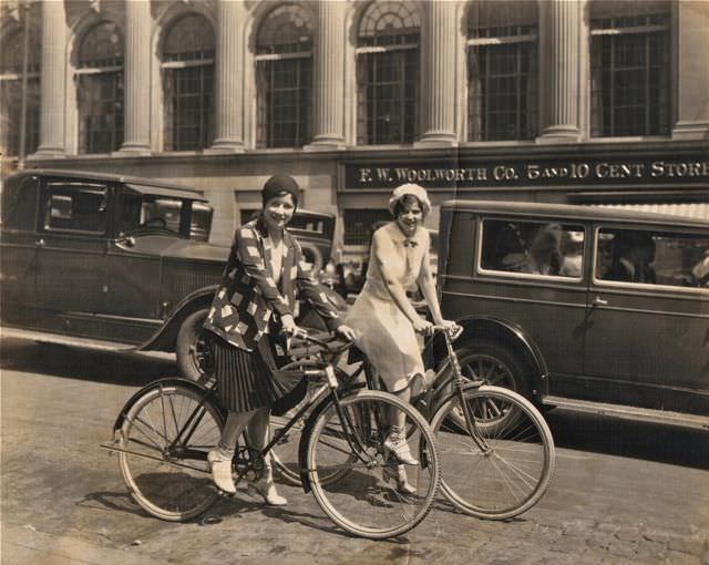 #47 Ethel and Marge Kerwin on a bike.