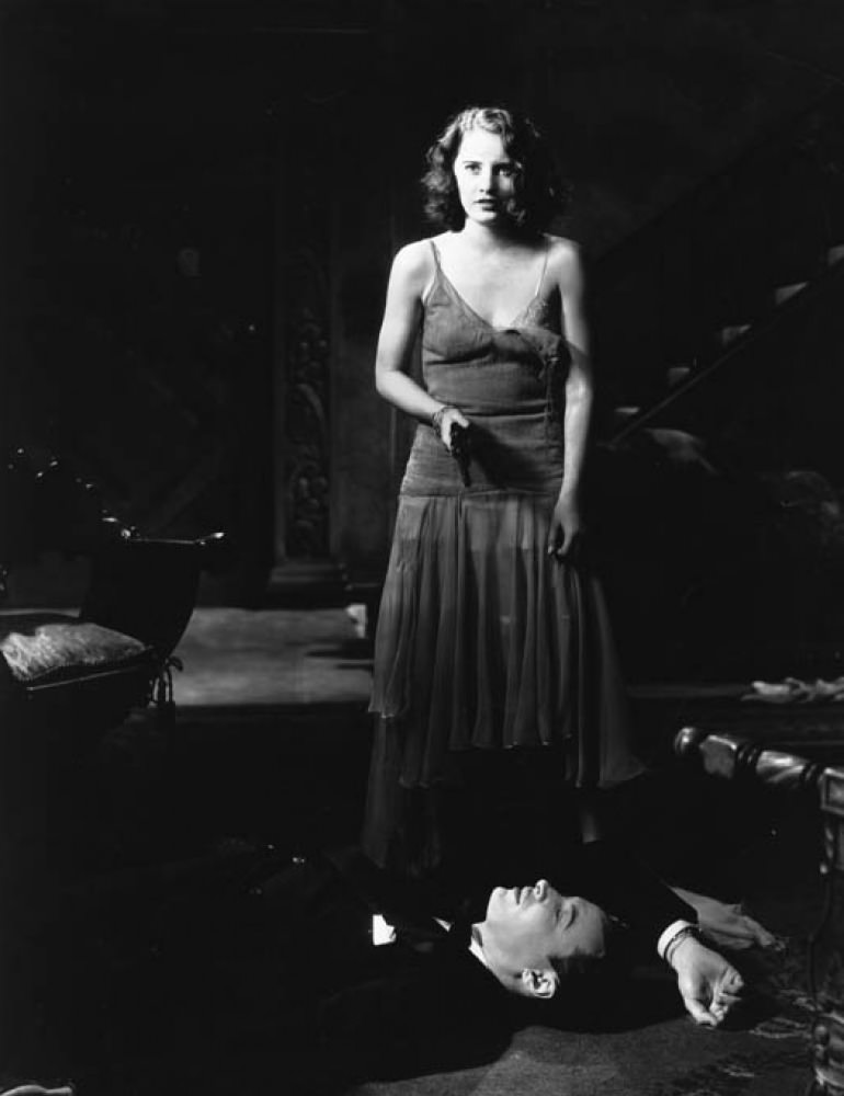 #43 Barbara Stanwyck with an expired Rod La Rocque in The Locked Door (1929)