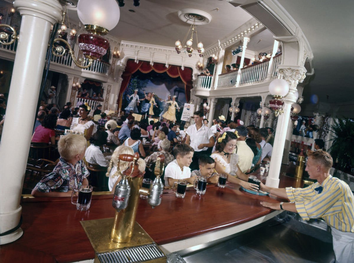 #14 A children’s saloon, the Golden Horseshoe, photographed at Disneyland on July 17, 1955