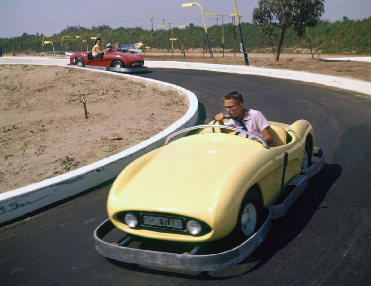#16 Guests enjoy the Autopia attraction on July 17, 1955