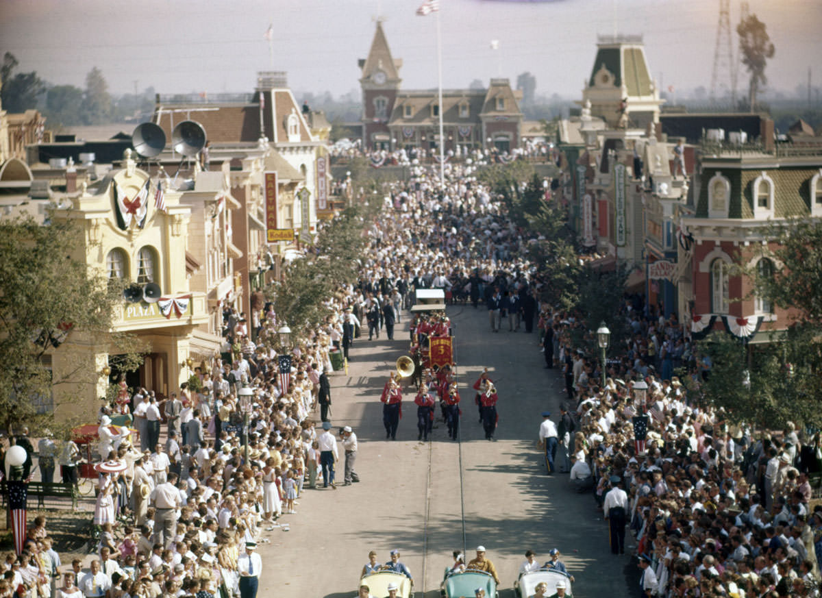 #3 Disneyland’s opening-day parade, photographed on July 17, 1955