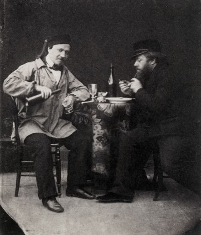 #29 The first photograph of two people drinking and smoking, 1850