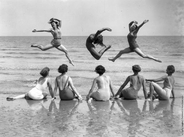#48 Pupils from the International Institute of Margaret Morris Movement practice on the beach at Sandwich on the Kent coast