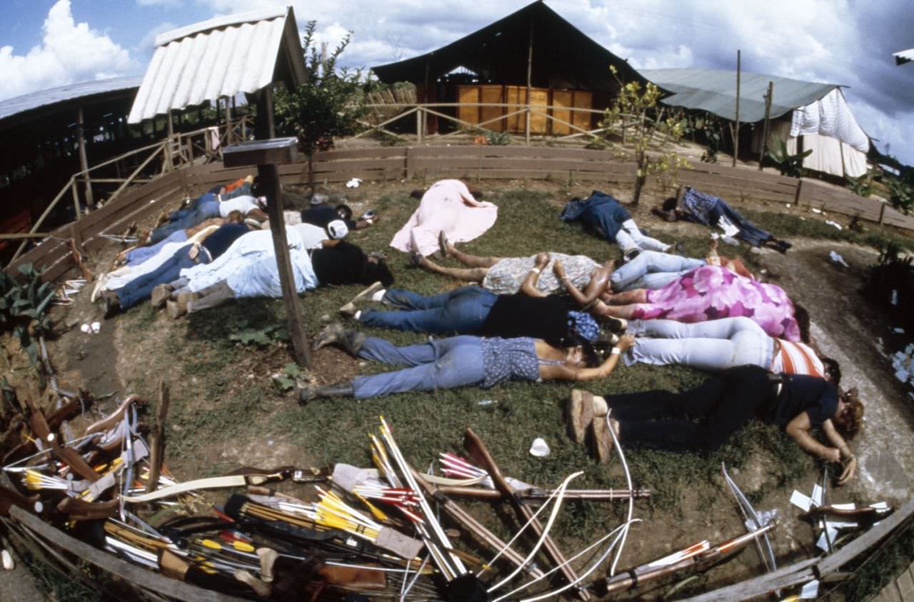 #4 The mass suicide of the religious cult, The Peoples Temple, led by Jim Jones, Nov. 18, 1978, Jonestown, Guyana.