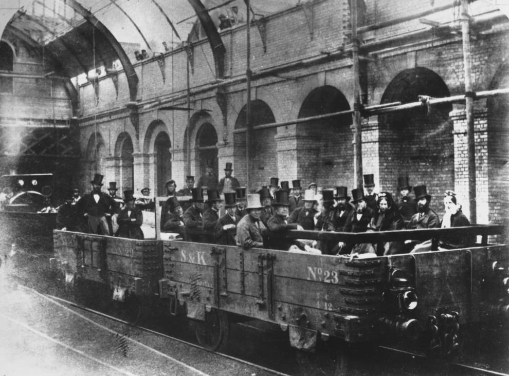 Chancellor William Ewart Gladstone on an inspection tour of the world’s first underground line, 24th May 1862.
