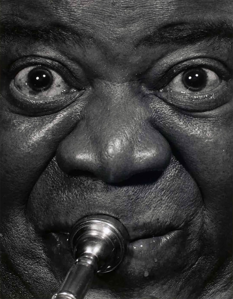 #34 The American trumpeter, singer, composer and conductor Louis Armstrong. New York City, Halsman’s studio. 15th April 1966.