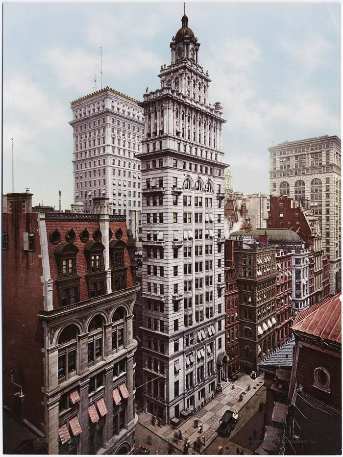 #11 The Gillender Building was completed in the Financial District in 1897, but stood for only 13 years. It was destroyed in 1910 and replaced by a bigger building that combined its neighboring lot.