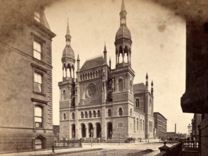 #41 In 1867, Congregation Emanu-El constructed a temple at 43rd Street and Fifth Avenue. It was sold to the Durst family in 1926 and demolished to make way for commercial development a year later.