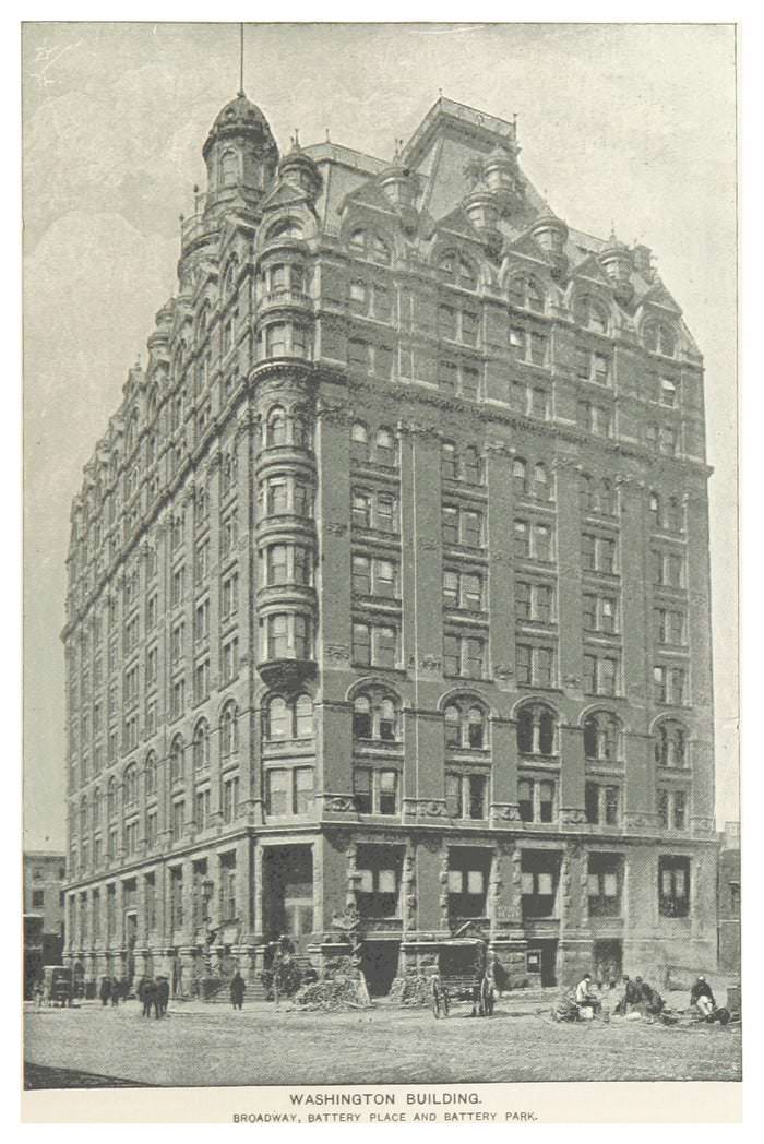 #7 The Washington Building, overlooking the Battery, was constructed in 1885, It was completely remodeled with a new facade in 1921.