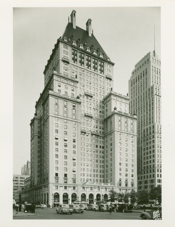 #25 The Savoy-Plaza Hotel was constructed in 1927 on 5th Avenue between 58th and 59th Streets. In 1964 it was torn down.