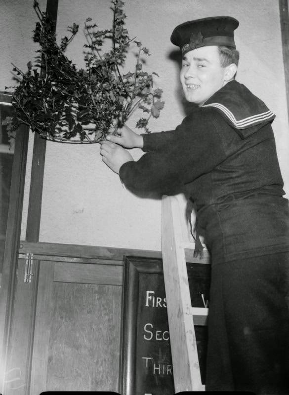 #35 Christmas Preparations at HMS Drake Royal Naval Barracks, Devonport, December 1940.
