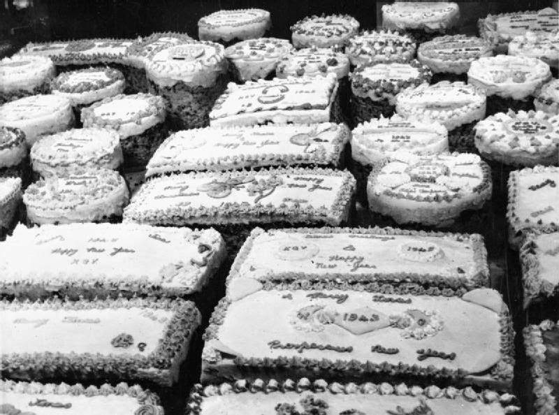 #44 Some of the magnificent iced cakes made by the ship’s cooks on board HMS KING GEORGE V at Christmas.