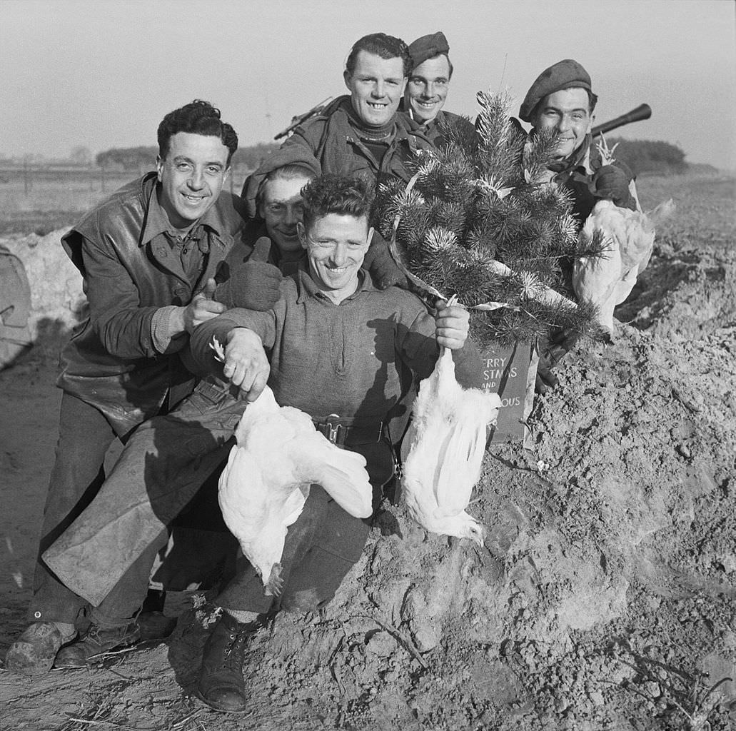 #55 Chickens for Christmas dinner, Holland, 1944.