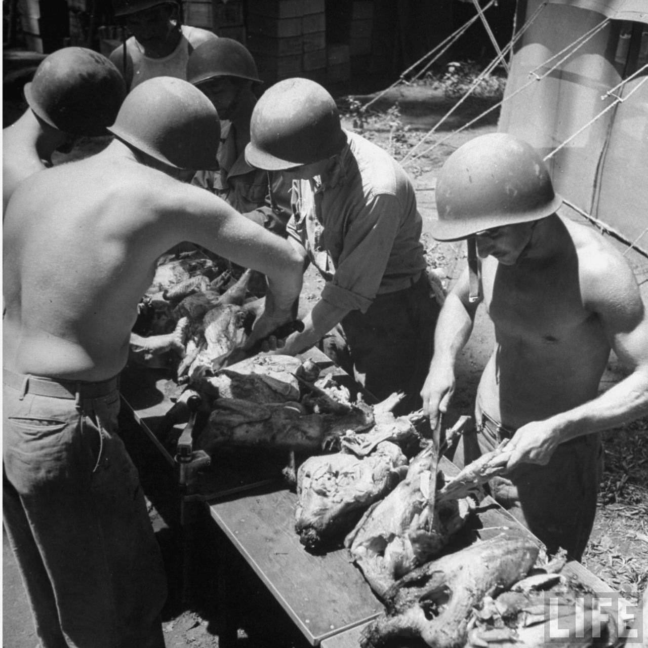 #59 Soldiers preparing Christmas dinner, Guadalcanal, Solomon Islands, 1942.