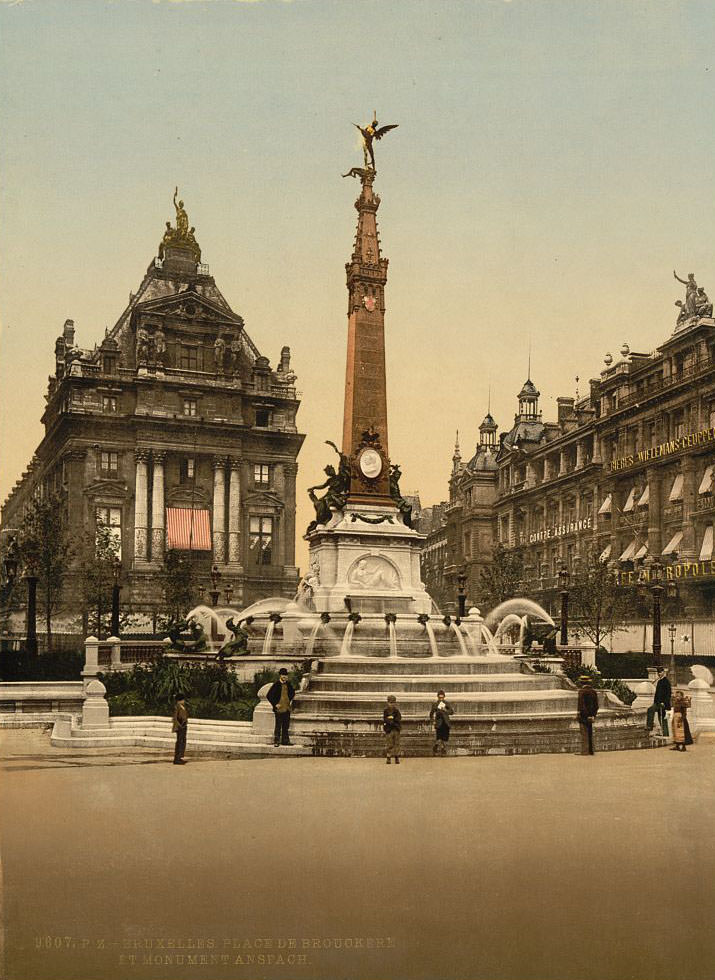 #10 Brouckere Place and Fontaine Anspach, Brussels, 1890s