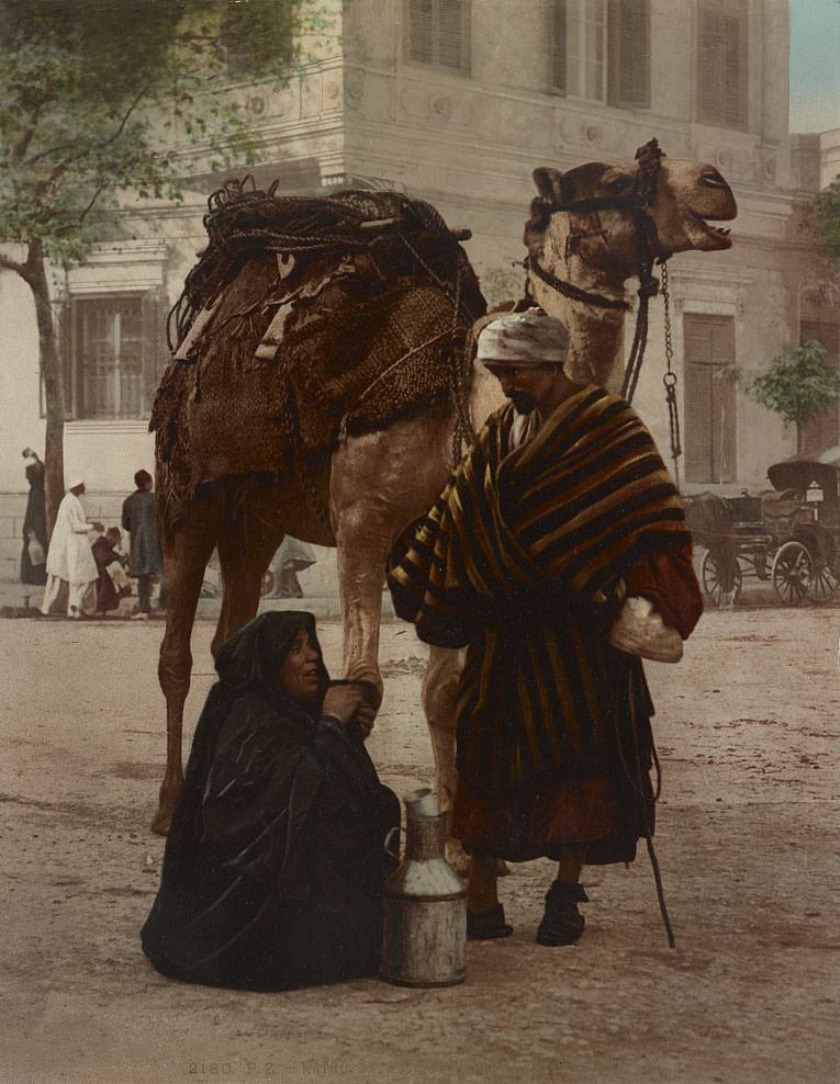 #38 Bedouin and his wife after the market, Cairo, 1890s