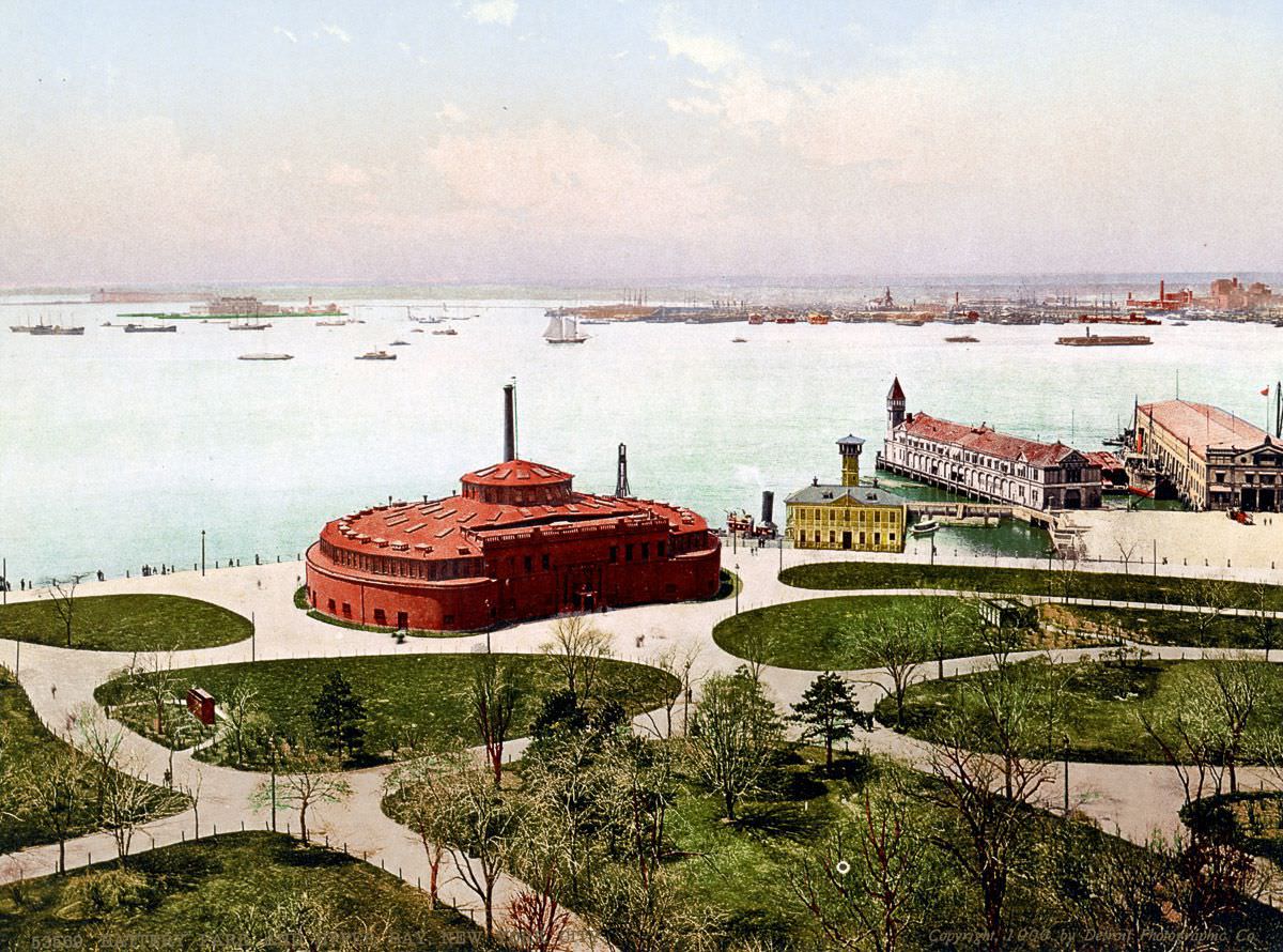 #8 Battery Park and New York Harbor, 1900