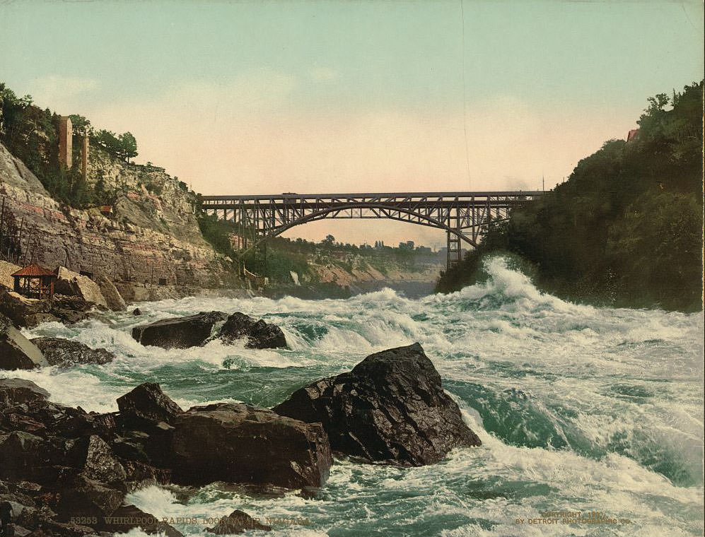 #35 Whirlpool Rapids, looking up Niagara, 1900