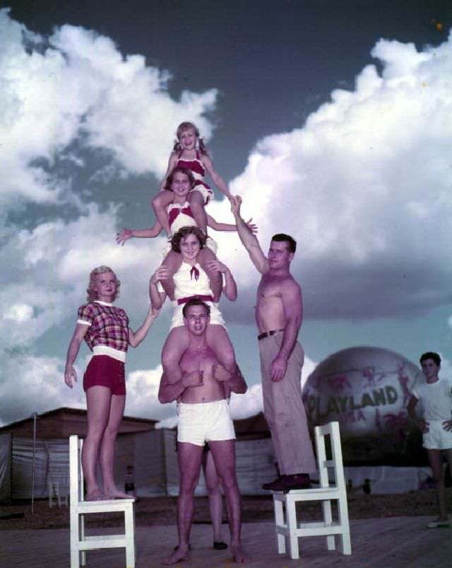 #28 Gymnasts posed in a formation, Tallahassee, 1953
