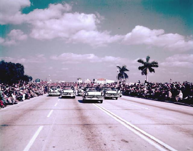 #3 Highway patrol cars in Gasparilla parade, Tampa, February 1954