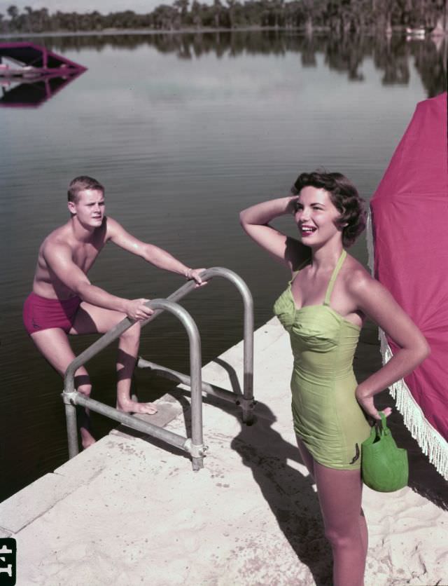 #30 Models posing in Jantzen bathing suits at Cypress Gardens, circa 1954