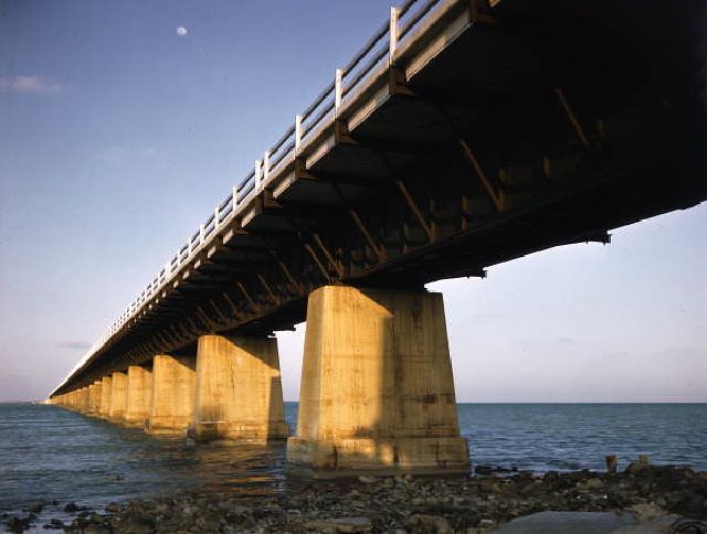 #8 Overseas Highway bridge in the Florida Keys, circa 1955