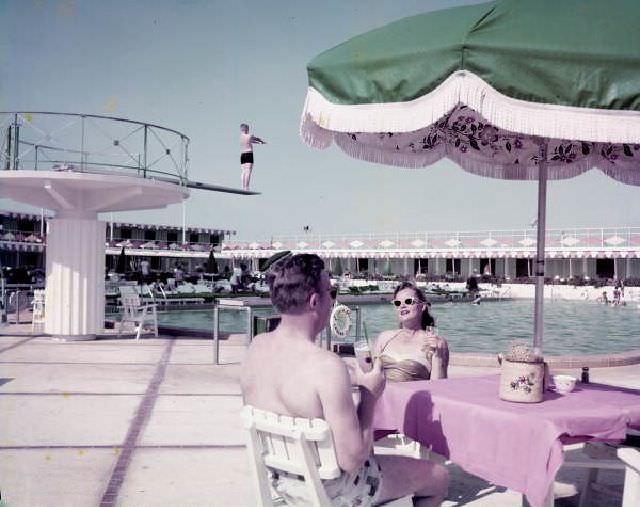 #10 Poolside at the Eden Roc Cabana Club- Miami Beach, Florida, circa 1955