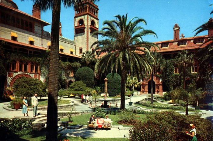 #50 Gardens at the Hotel Ponce de Leon (now Flagler College): Saint Augustine, circa 1950
