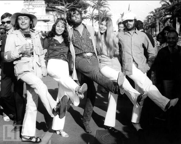 #17 Dennis Hopper, Peter Fonda, and Jack Nicholson form up a kick line at the Cannes Film Festival to promote “Easy Rider” in 1969. Six years later, the Palm d’Or would finally be reintroduced.