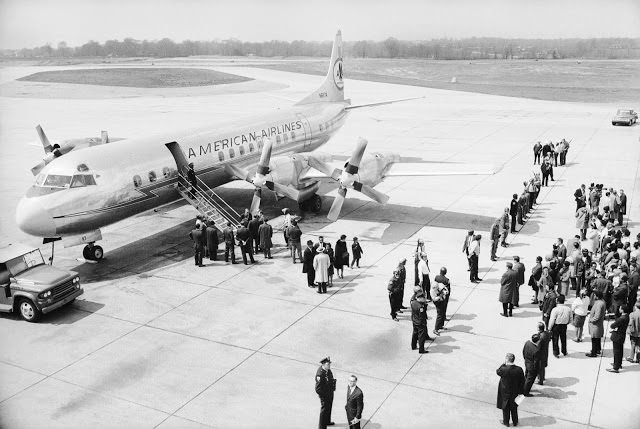 An airplane dispatched by the U.S. government to retrieve Dr. King’s body and return it to Atlanta, Ga., waits on the tarmac in Memphis, Tenn., the day after MLK’s assassination.
