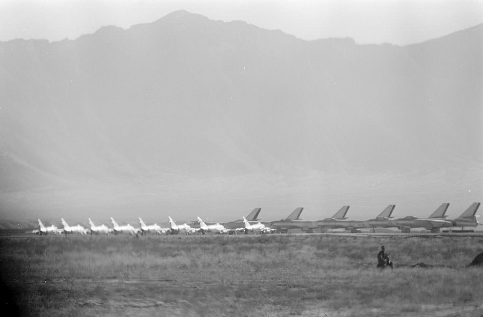 #9 Afghan Air Force Mikoyan-Gurevich MiG-15 fighters and Ilyushin Il-28 bombers in Kabul, Afghanistan, during the visit of the U.S. president Dwight D. Eisenhower, in December of 1959.