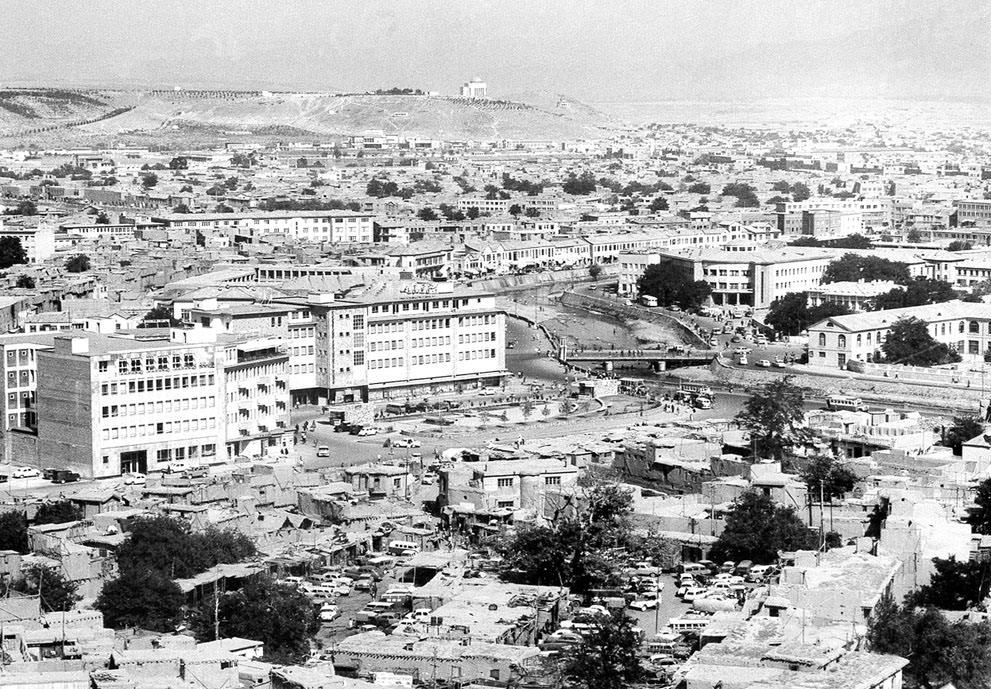 #23 A panoramic view showing the old and new buildings in Kabul, in August of 1969. The Kabul River flows through the city, center right. In the background on the hilltop is the mausoleum of late King Mohammad Nadir Shah. (AP Photo)