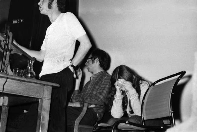 Breaking away from her 48 hour vigil outside No. 10 Downing Street, Bernadette Devlin, Member of Parliament for Mid-Ulster, went to the London School of Economics, on Oct. 20, 1971