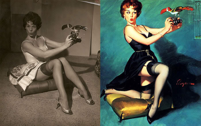 Pin-Up Models Before And After Editing: The Real Women Behind Incredibly Beautiful Paintings Artwor