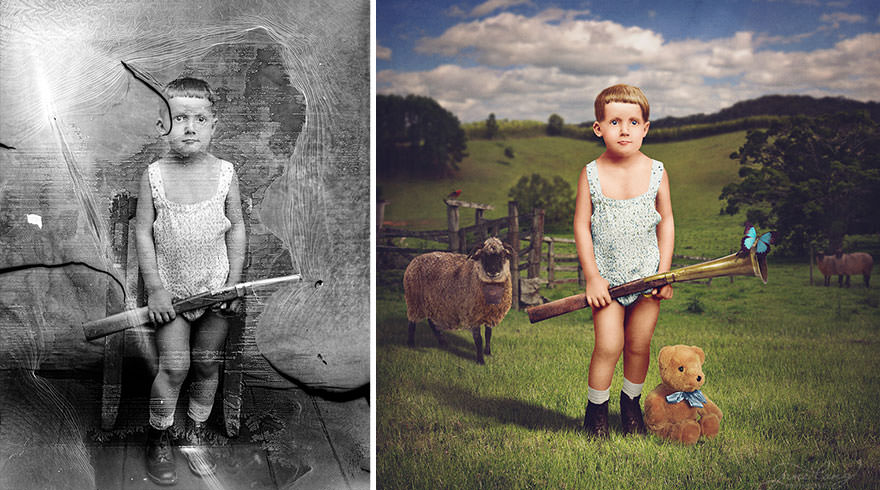 Photographer Recolor Historic Glass-Plate Photos With His Conceptual And Artistic Imagination Colori