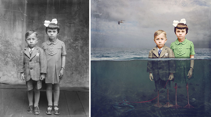 Photographer Recolor Historic Glass-Plate Photos With His Conceptual And Artistic Imagination Colori