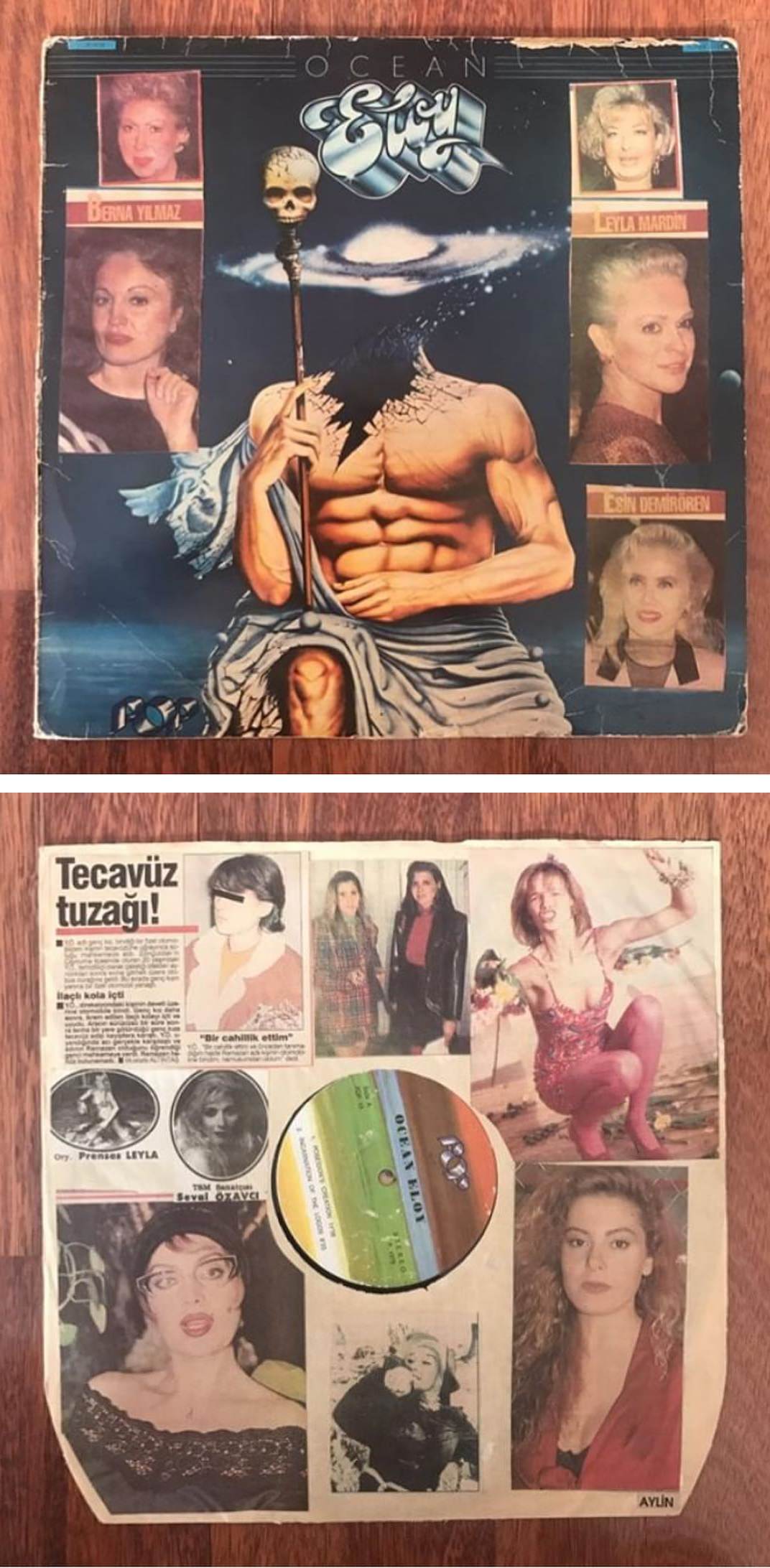 #16 Discovered this copy of ‘Ocean’ by Kraut prog rockers, Eloy in Turkey. This particular copy is covered inside and out (swipe to reveal inner sleeve) with creepy clippings of old famous Turkish actresses, singers, and wives of businessmen.