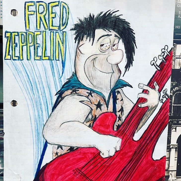 #40 Yabba Dabba Doobie! Fred Zeppelin drawing found in a copy of ‘Physical Graffiti’