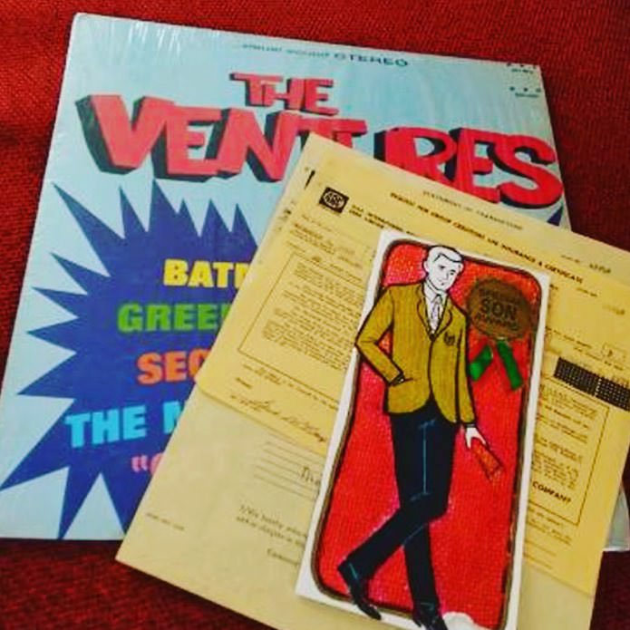 #41 A loan receipt from 1969 and a “Special Son Award” greeting card were found inside this Ventures record
